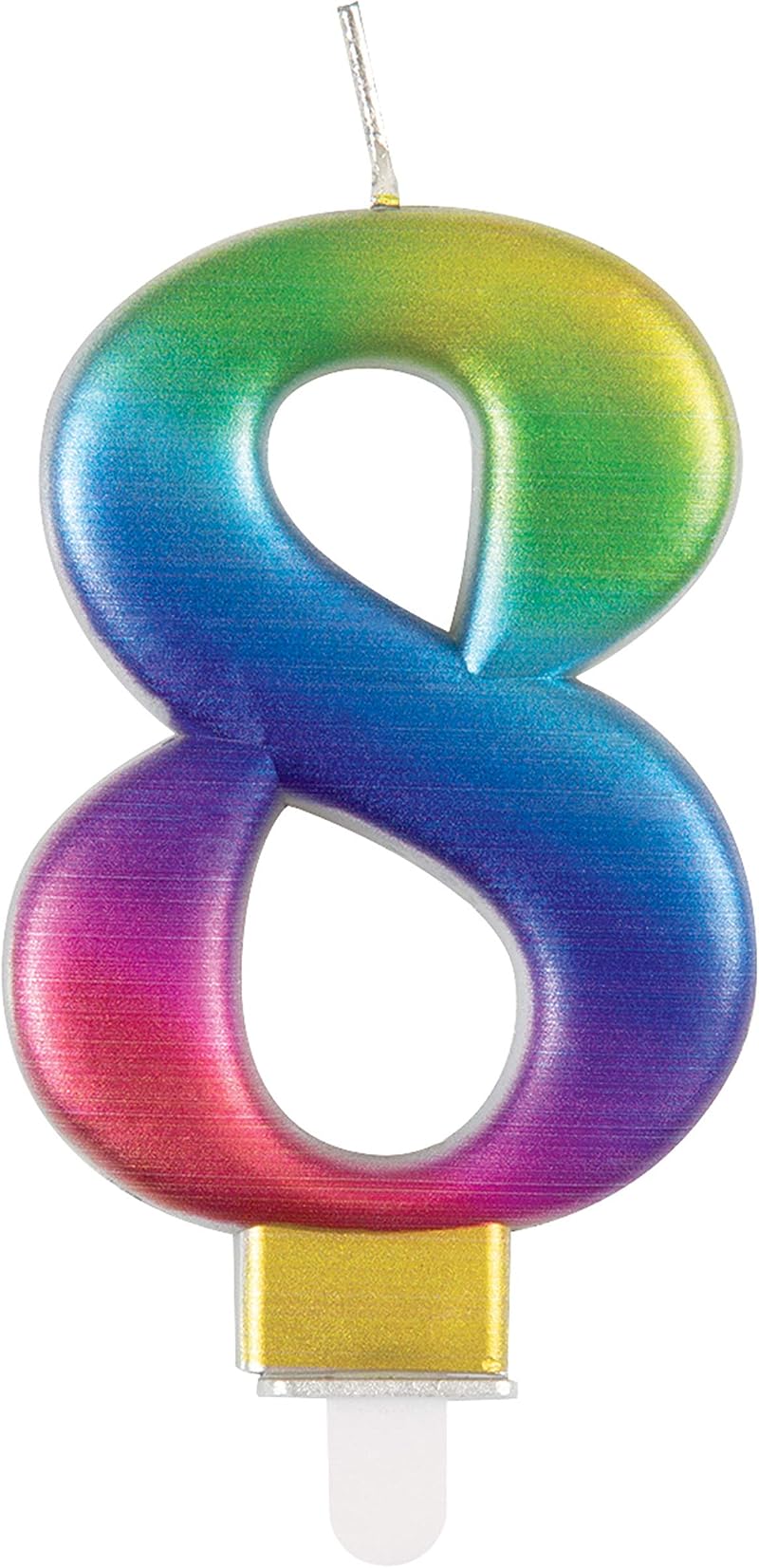 Unique Metallic Rainbow Number 8 Birthday Candle 3D Topper
