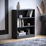 Vida Designs Cambridge 3 Tier Low Bookcase Black Wood Shelving view 6