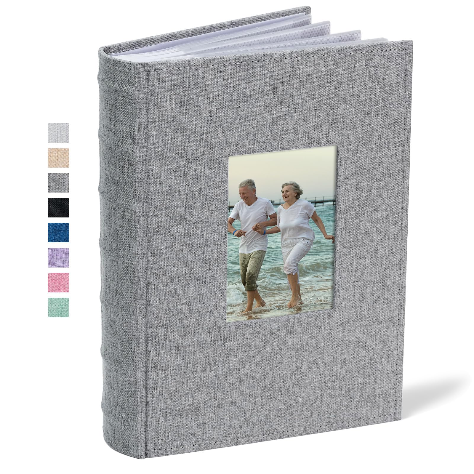 Vienrose Photo Albums 6x4 (15x10 cm) 300 Pockets Linen Cover with Memo Spaces Photobook Large Capacity Pictures Album Memory Book for Wedding, Family, Baby, Holidays, Special Occasions, Grey