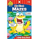 School Zone My First Mazes Workbook: 48 Pages, Pre-K, Preschool, Kindergarten, Activity Pad, Maze Puzzles, Coloring, Ages 3 t