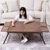 TEAKMAMA 1500Pcs Jigsaw Puzzle Table with 4 Drawers for Adults,Brown | Wooden Jigsaw Foldable Puzzle Board with legs,with Protective Cover,Multifunctional Puzzle Table,34W x 26.3D