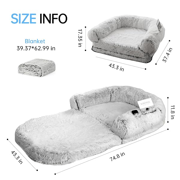 FOLDABLE HUMAN DOG BED FOR ADULT, ORTHOPEDIC MEMORY FOAM LARGE PET SOFA, WASHABLE DOG COUCH WITH REMOVABLE WATERPROOF COVER, SOFA BED FOR ADULTS PETS AND FAMILIES, 74.8”X43.3”X11.81”