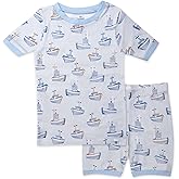 HonestBaby Unisex Baby 2-pack Short Sleeve Pajamas 100% Organic Cotton for Baby Boys, Unisex