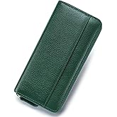 SCHLATUM RFID Blocking Womens Zipper Wallet Leather Large Capacity Billfold Clutch Zip Around Wallets for Women