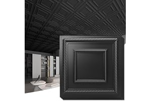 Art3d 12-Pack 24"x24" PVC Lightweight Drop Ceiling Tile, 2x2 ft Water-Resistant Ceiling Panels to Prevent Breakage, Black
