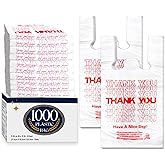 YoYoRain 1000 Pack White Thank You T-Shirt Bags with Handles, 11"x6"x21" Plastic Shopping Bags for Grocery, Retail & Takeout