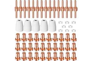 BLUGIBEDRAMSH 60PCS PT31 Plasma Cutter Consumables, High-Quality Cutting Performance Nozzles, Electrodes & Tips for CUT-40, CUT-50, CT-312Plasma Cutters, Precision Fit Plasma Cutter Torch PT-31 JG-40 LG-40