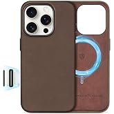 SHIELDON Genuine Leather Case for iPhone 16 Pro 6.3" Crazy Horse Dark Brown | Crazy Horse Leather, for MagSafe, Magnetic Wireless Charging, Camera Button, Metal Buttons, Camera Bezel, Shockproof, Slim