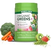 Nature's Truth Organic Greens Powder | 20 Plus Superfoods | 5.18 Oz | Digestive Enzymes &amp; Prebiotic Blend | Strawberry Kiwi Flavor | Vegan, Non-GMO &amp; Gluten Free Supplement