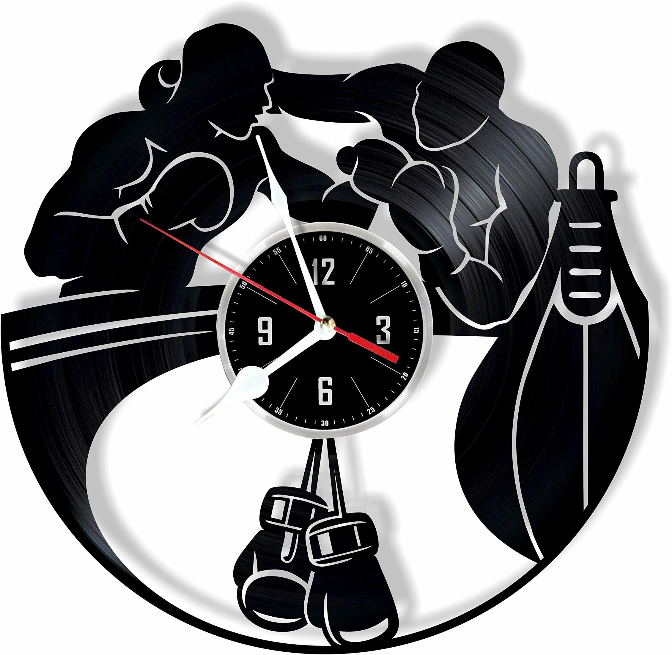 HMGift Boxing Vinyl Wall Clock - Great Gift for Birthday, Anniversary or Any Other Occasion - Beautiful Home Decor - Unique Design That Made Out of Retro Vinyl Record …