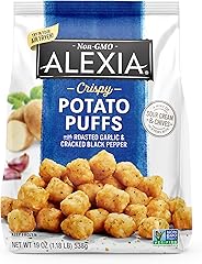 Alexia Crispy Seasoned Potato Puffs Roasted Garlic and Cracked Black Pepper, 19 oz (Frozen)