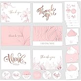 Decorably 24 Pack Foil 6x4in Rose Gold Pink Thank You Cards with Envelopes and Stickers, 6 Elegant Designs for Friends, Family, Loved Ones, Blank Inside - All Occasions, Wedding, Gifting, Mailing