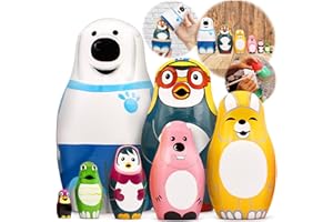 MATRYOSHKA&HANDICRAFT Russian Nesting Dolls Cartoon Characters Pororo The Penguin 7 pcs Wooden Toys