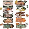 20 Pieces Hunting Party Sign Gone Hunting Party Themed Directional Sign Deer Hunting Camo Cutouts Welcome Yard Sign for Birthday Party Supplies Photo Props Backdrop Decoration