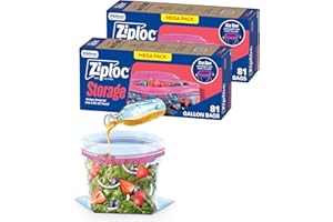 Ziploc Gallon Food Storage Bags, Stand-Up Bottom, Easy to Fill, 162 Count (Packaging May Vary)