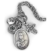 St. Genesius Necklace, Keychain or Clip, Patron Saint of Actors, Crystal Pendant and Initial Charm