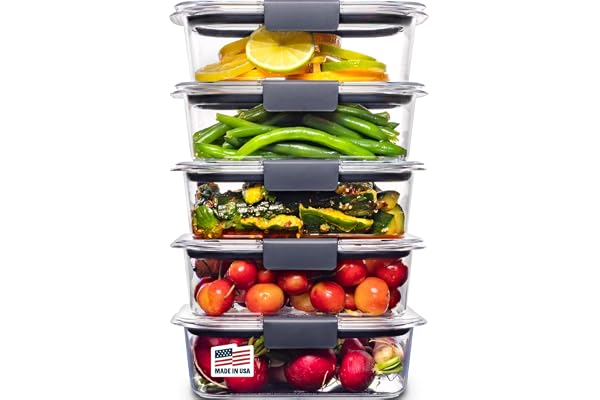 Rubbermaid Brilliance Tritan Plastic Food Storage Containers BPA Free Airtight Lids Ideal for Lunch Meal Prep & Leftovers Set
