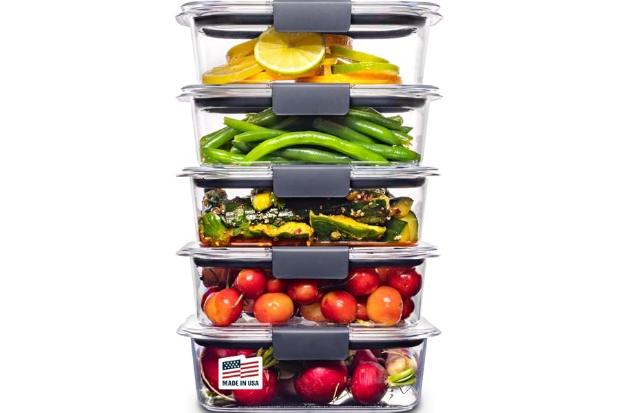Rubbermaid Brilliance Tritan Plastic Food Storage Containers BPA Free Airtight Lids Ideal for Lunch Meal Prep & Leftovers Set Book