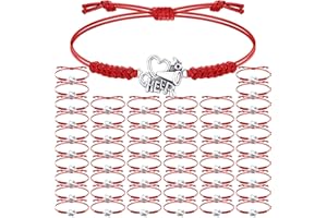 Inbagi 48 Pcs Cheerleader Gifts Cheer Bracelet Girls Cheerleading Charm Bracelet Adjustable Cheerleader Gifts for Cheer Team Cheerleading Jewelry Accessories Bulk