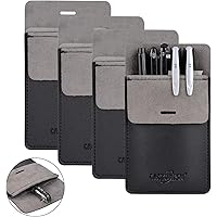 Cacturism Pocket Protector, 4 Pack Premium PU Leather Men Women Pen Holder Pouch Pocket Organizer For Shirts, Lab Coats, Pant