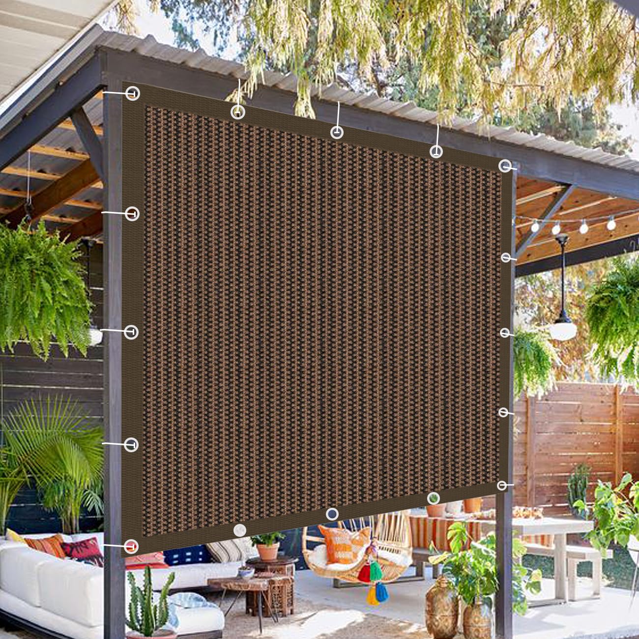 90% Sun Shade Cloth With Grommets - 10x14 Ft Pergola Cover, Outdoor Patio Sun Protection Mesh