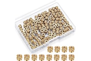 YOUYIDUN M3 100pcs 3D Printing Brass Nuts, Threaded Inserts, Brass Female Threaded Knurled Heat Embedment Nut Heat Inserts, Knurled Insert Nuts for Laptop Plastic Shell 3D Printing Parts, M3*4.6x5.7mm