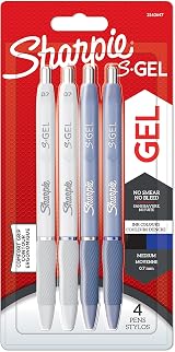 Sharpie S-Gel Gel Pens 0.7mm Frost Blue White Pearl 4 Count Black Blue Ink