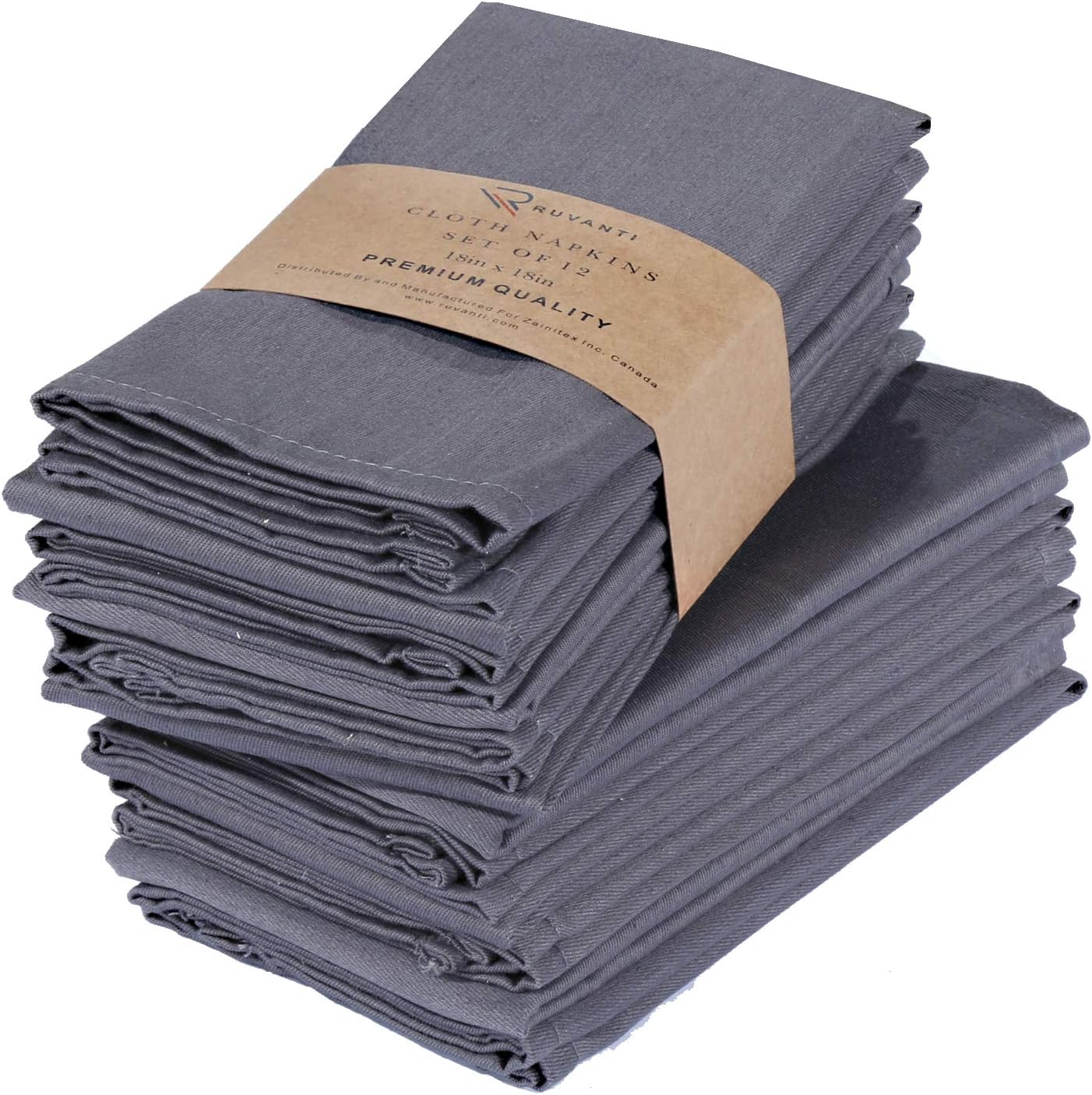Ruvanti Kitchen Cloth Napkins 12 Pack (18" X18"), Dinner Napkins Soft and Comfortable Reusable Napkins - Durable Linen Napkins - Perfect Table Napkins/Grey Napkins for Family Dinners, Weddings.: Home & Kitchen