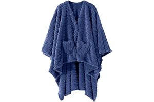 MOWKIM Wearable Blanket Sherpa Fleece Shawl Blanket with Pockets Blanket Poncho Cape for Adults, Cozy Shawl TV Throw Blankets