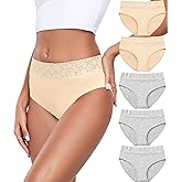 Altheanray Womens Underwear Cotton Briefs Lace Bikini Panties for Women Breathable Hipster Comfort Stretch