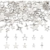 Boutigem Tibetan Star Charms Silver Hollow Pentagram Pendants Metal Star Charms Hollow Celestial Pendants for DIY Crafts Earring Necklace Bracelet Jewelry Making