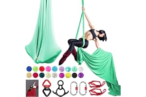 PRIORMAN Aerial Silk Set, Premium 9Yards/8.2m Medium Stretch Fabric Silks, Perfect for AntiGravity Hammock Yoga Training & Dance Circus Performances Includes Hardwares & Daisy Chains