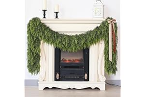 GLIDLION 5FT Real Touch Christmas Cedar Garland - 1PCS, Artificial Pine Needles Garlands Realistic Fake Green Faux Garland for Holiday Fireplace,Table,Window,Stairs,Mante,Indoor Outdoor Decor