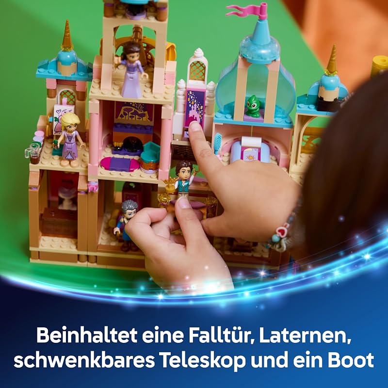 ǀ Disney Princess Rapunzels Schloss - Ausstellungsmodell mit 4 Mini Puppen, Pascal Figur und Zubehör - Geburtstagsgeschenk für Mädchen ab 6 Jahren und Fans von Rapunzel - Neu verföhnt - 43297