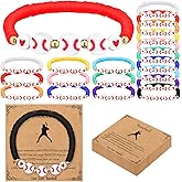 Ecation 20 Set Baseball Bracelets Team Gift Sport Bead Ball Bracelet Bulk Adjustable with Inspirational Card Charm Bracelets for Baseball Birthday Party