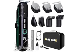 FADEKING Beard Trimmer for Men, Professional Hair Trimmer, Waterproof Electric Beard Trimmer Razor for Nose, Body, Face & Mustache, Cordless Hair Clippers, Grooming Gifts for Men (Green)