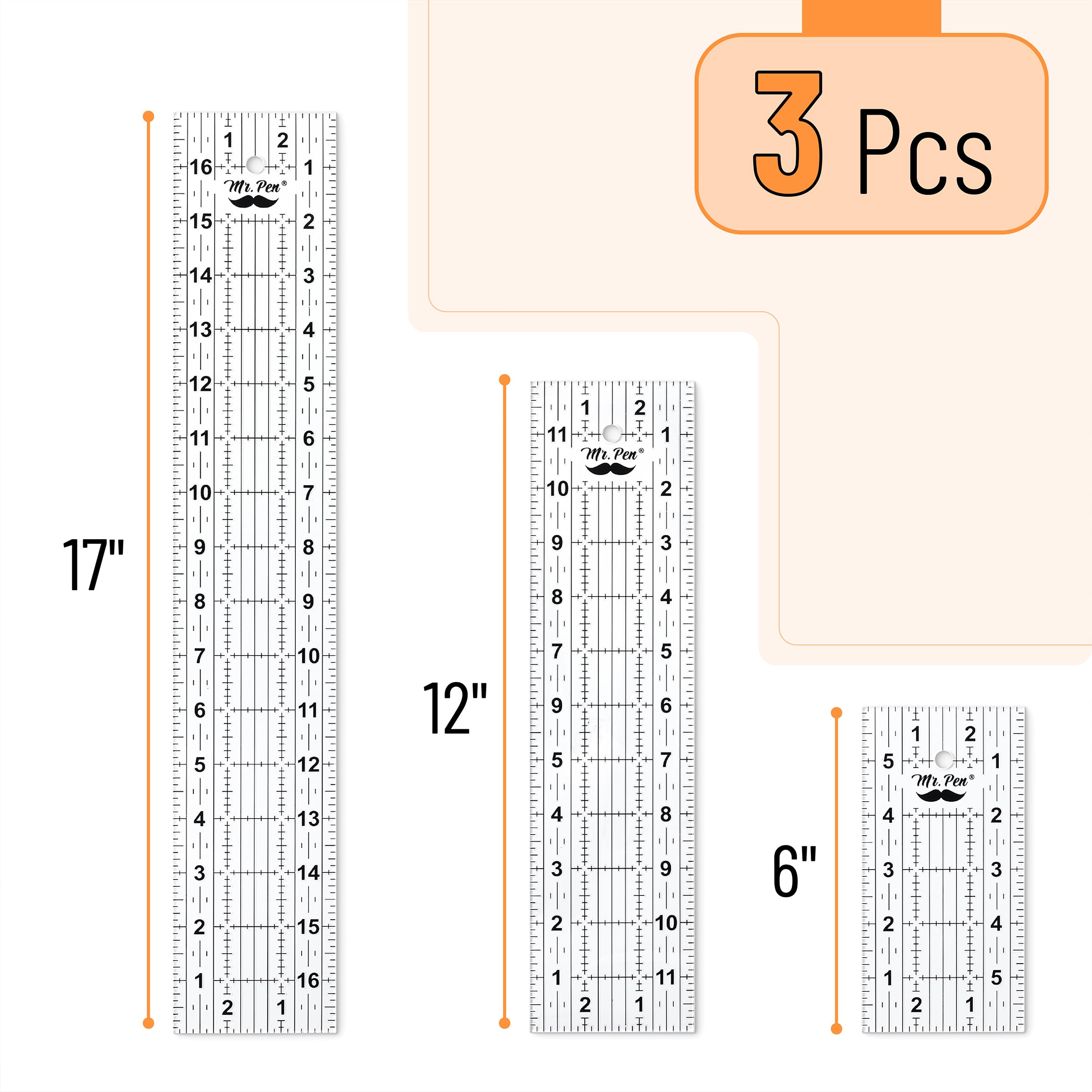 Mr. Pen- Sewing Ruler, 3 Pack, 6