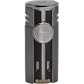 Xikar High Performance HP4 Diamond Quad Flame Cigar Lighter, in Attractive Gift Box, in-line Fuel Adjustment Wheel, Oversized Double EZ-View Fuel Windows, Gunmetal 2