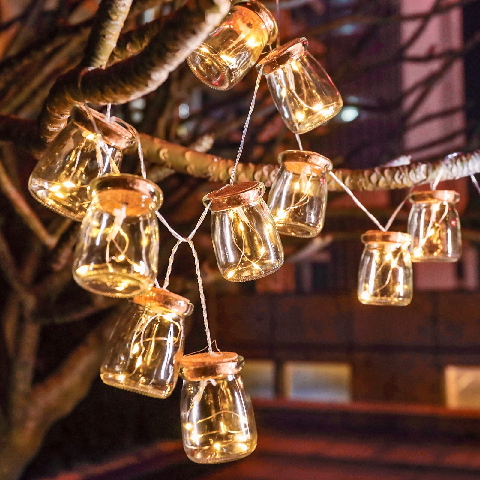 Photo 1 of Vigdur Solar Fairy Lights - Mason Jar String Lights Waterproof Hanging Outdoor Tree Lights for Yard Backyard Garden Patio Lawn Decor