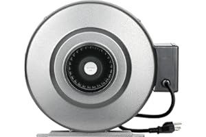 iPower GLFANXINLINE4 4 Inch 190 CFM Inline Duct Ventilation Fan HVAC Exhaust Blower for Grow Tent, Grounded Power Cord, Silver