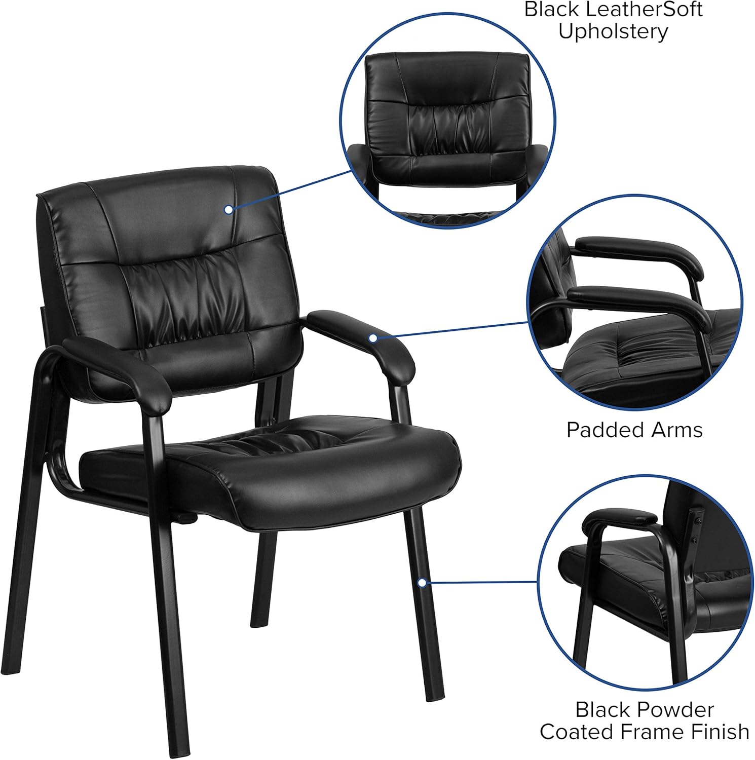 Flash Furniture Side Chair, Black Leather/Black Frame: Furniture & Decor