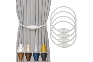 Contoeey Magnetic Curtain Tiebacks 4 Pack Outdoor Rope Curtain Tie Backs Decorative Window Treatment Holdbacks for Home Decorative Curtain, White