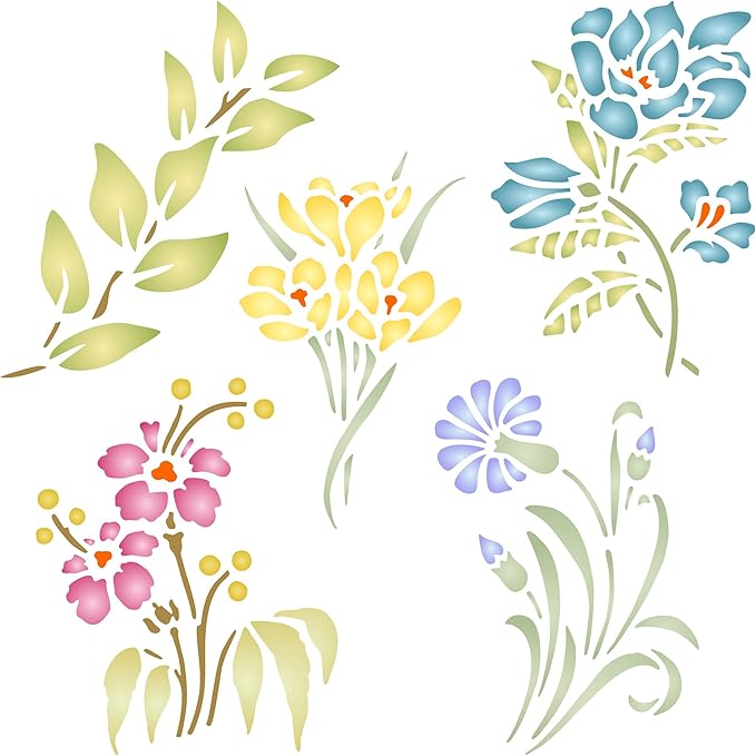 Juego de plantillas de flores – Plantilla de flores reutilizables – Uso