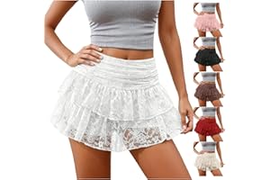 Lace Ruffle Skirt for Women Y2k High Waist Layered Flowy Mini Skirt Skort Fashion Ladies Summer Going Out Bottoms