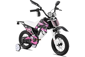 KEANO Motocross Style Kids Bike for Boys Girls Ages 3-7 Years, 12 & 16 Inch Bikes with Training Wheels and Number Plate, Children Bicycles Black