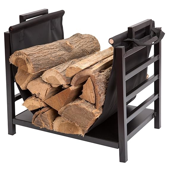 DOEWORKS 18 Inch Firewood Racks Fireplace Log Holder with Canvas