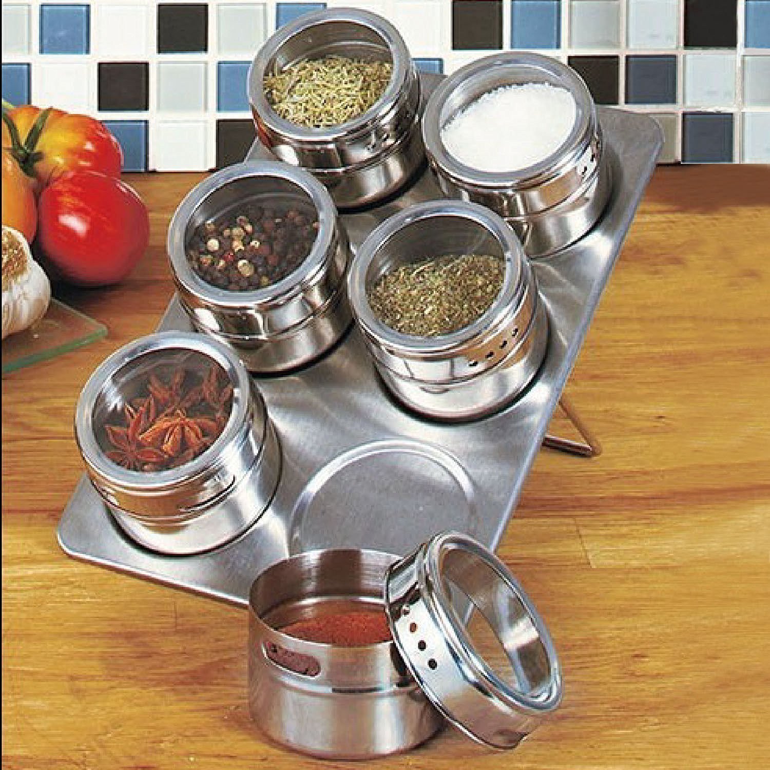 Pot de Condiment Magnétique de 6 Morceaux Avec le Chevalet et le