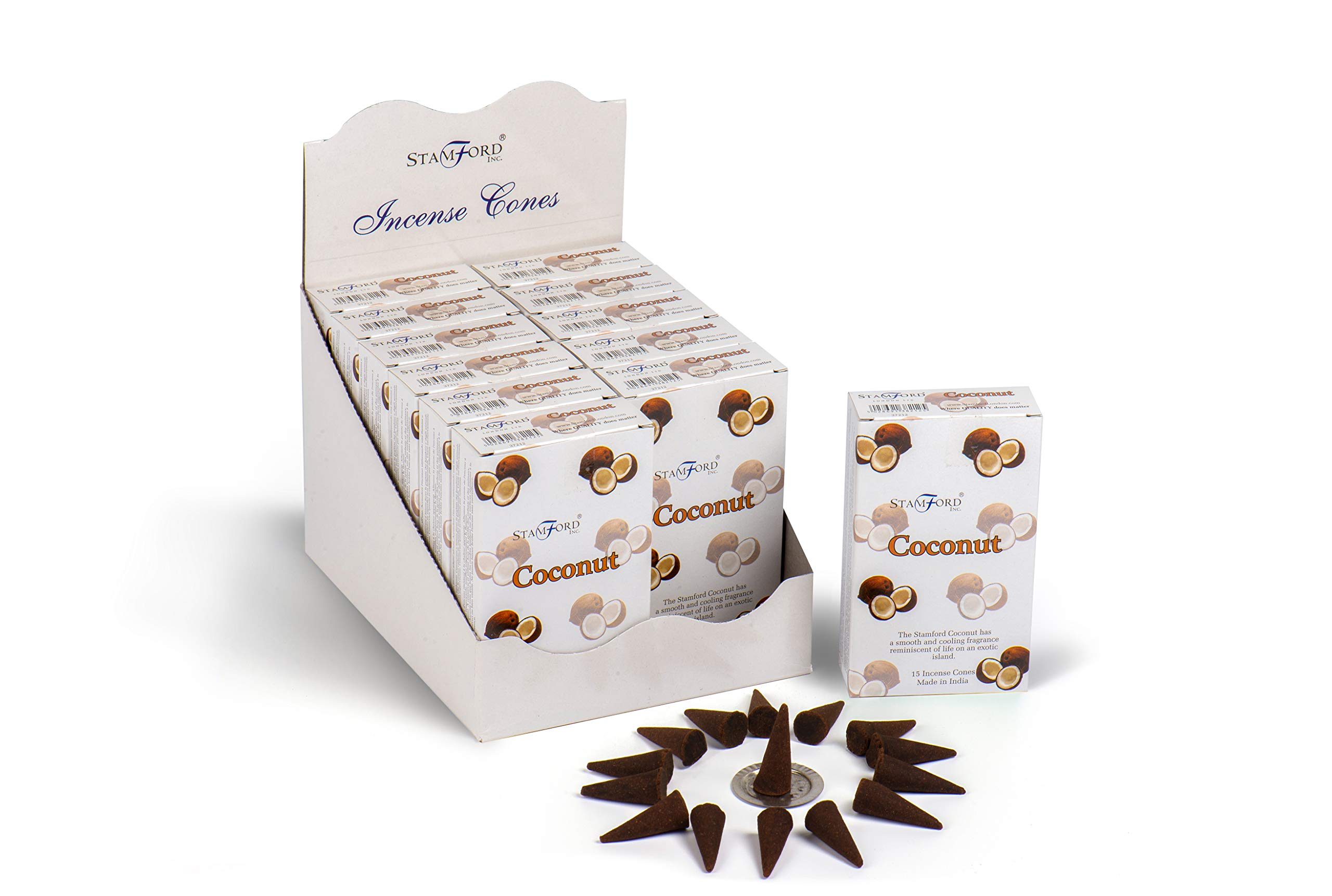Stamford 37212 Coconut Incense, 15 Cones x 12 Packs, Black, One Size
