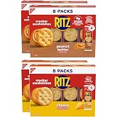 RITZ Peanut Butter &amp; Cheese Sandwich Crackers Variety Pack, 32 Snack Packs | Lunch Snacks, 6 Cracker Sandwiches Per Pack, Individually Wrapped
