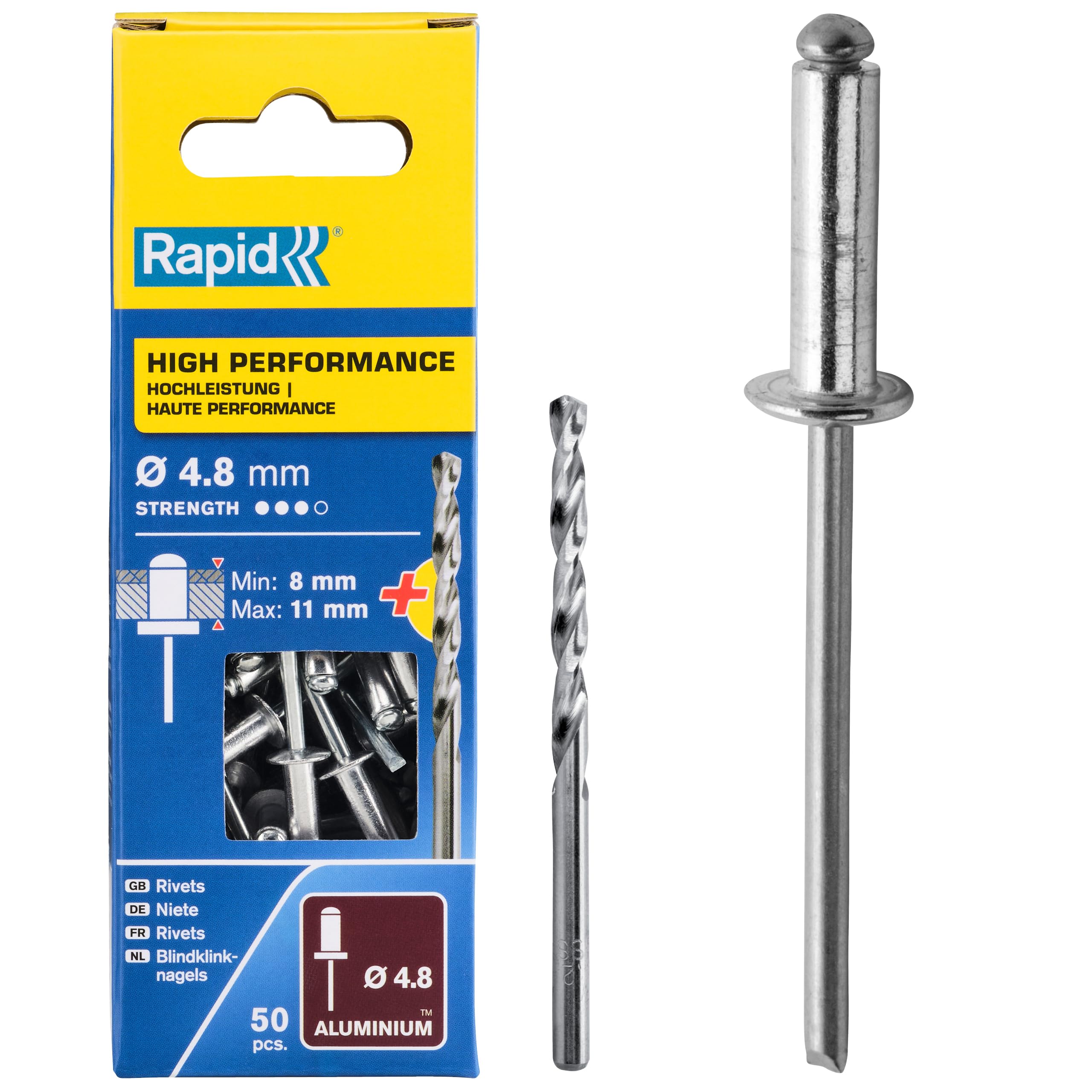 Rapid Rivets High Performance Including Drill Piece, 4.8 x 14 mm, 5000389 - 50 Pieces